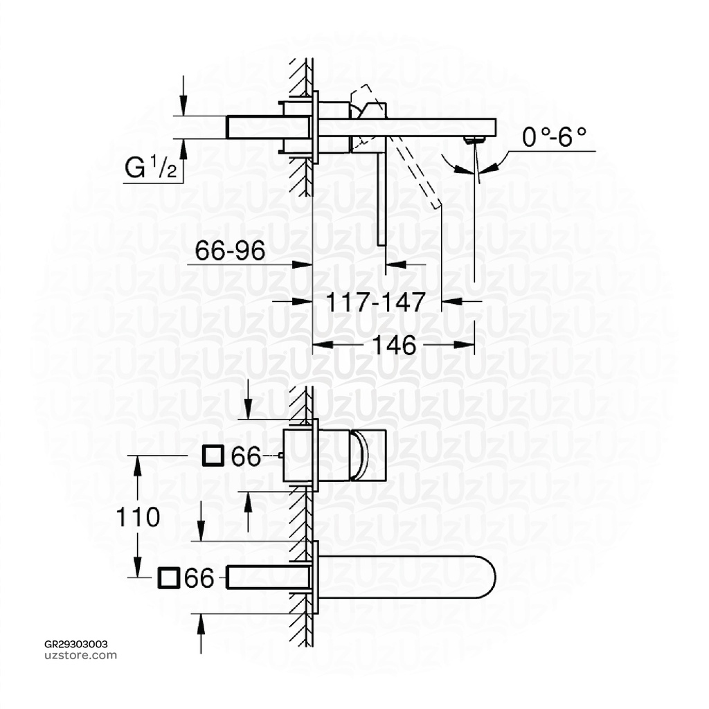 GROHE Plus OHM trimset basin 2-h M 29303003