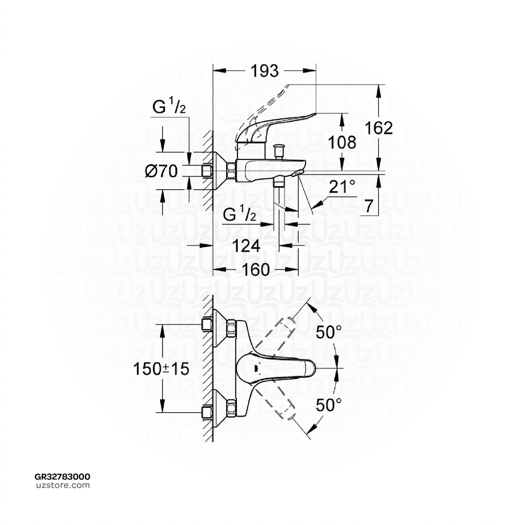 GROHE Euroeco Spezial Single bath mixer 32783000