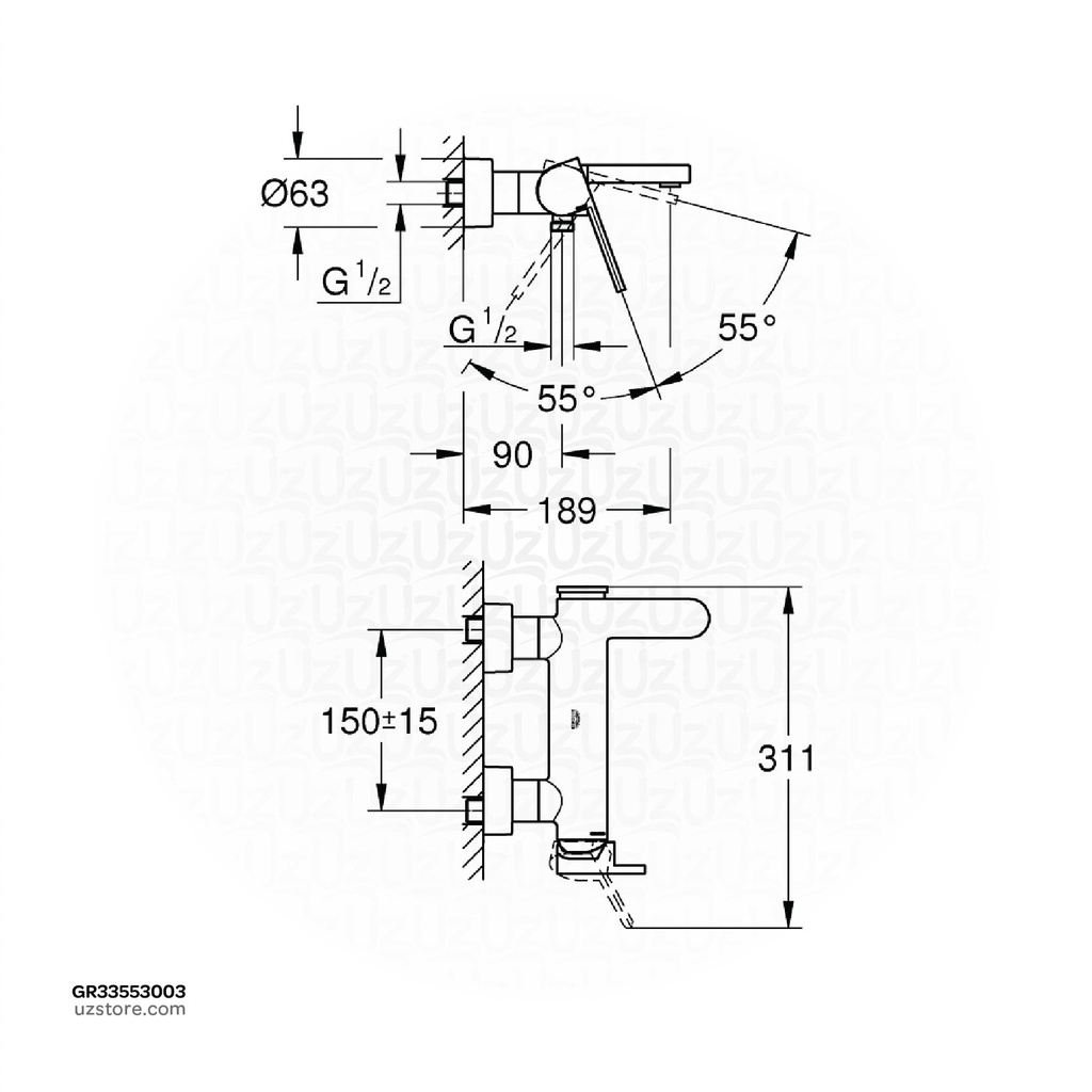 GROHE Plus OHM bath exp 33553003