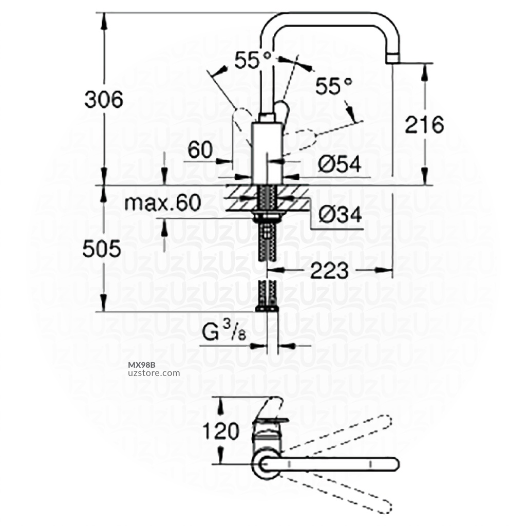 Grohe Eurodisc Cosmopolitan Single-Lever Sink Mixer,