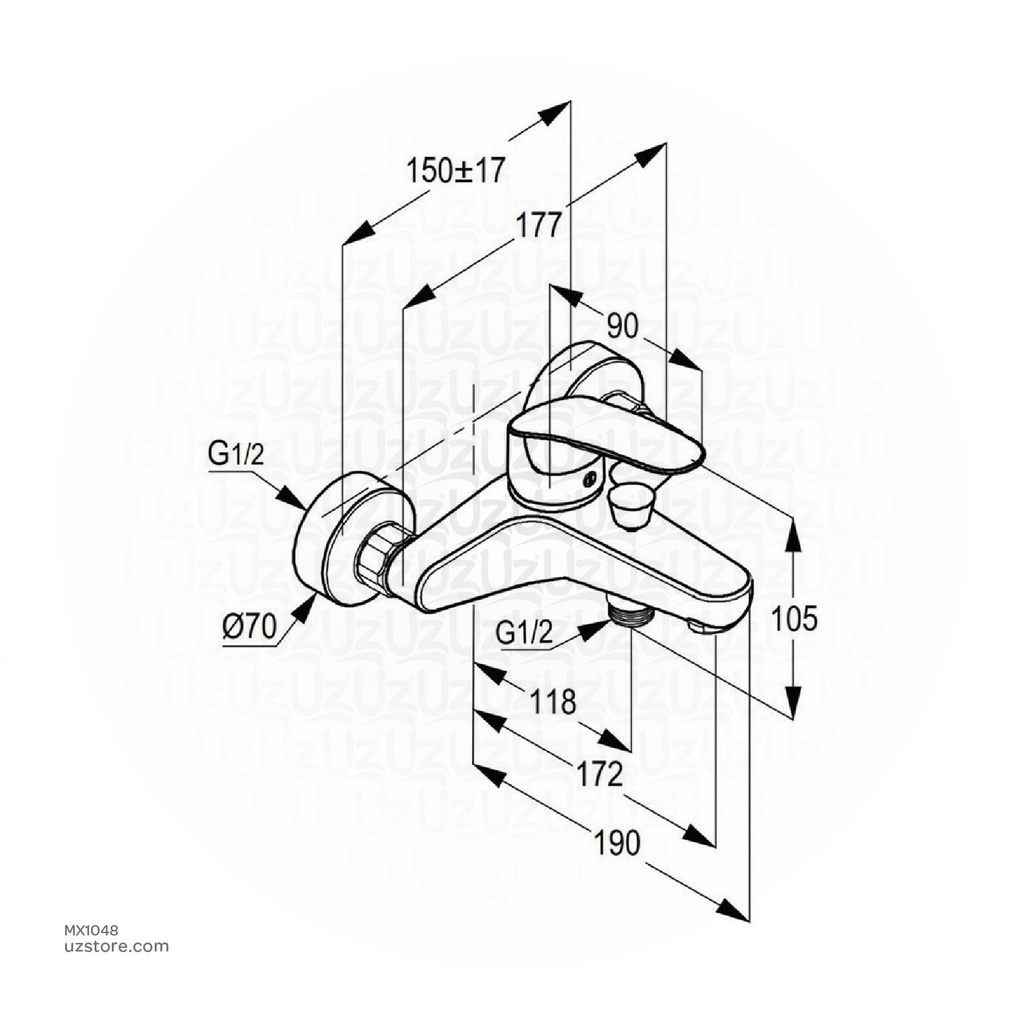 Kludi RAK PEARL 17002 Single Lever Bath and Shower mixer