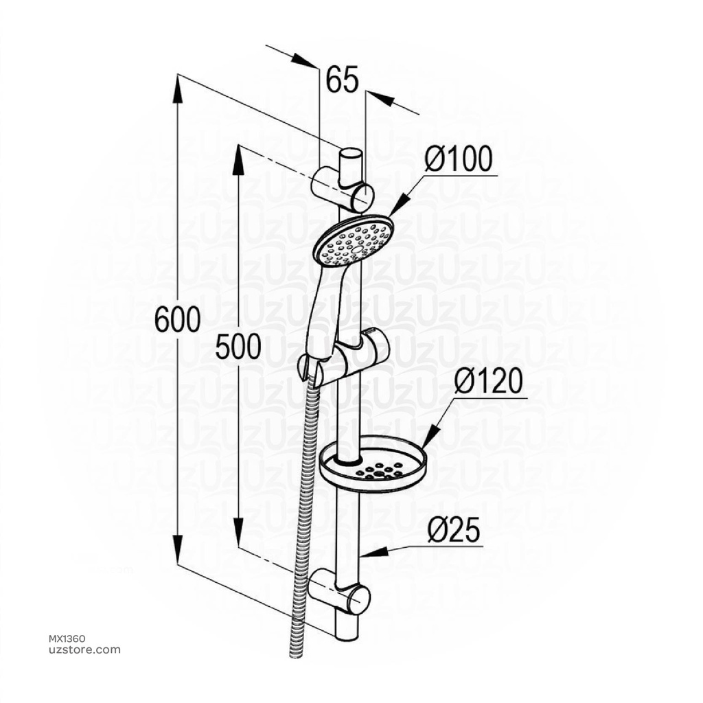 Kludi RAK62001 1S Shower Set (120MM) L=600mm, (Hand Shower + Hose + Bar+ Soap Dish)