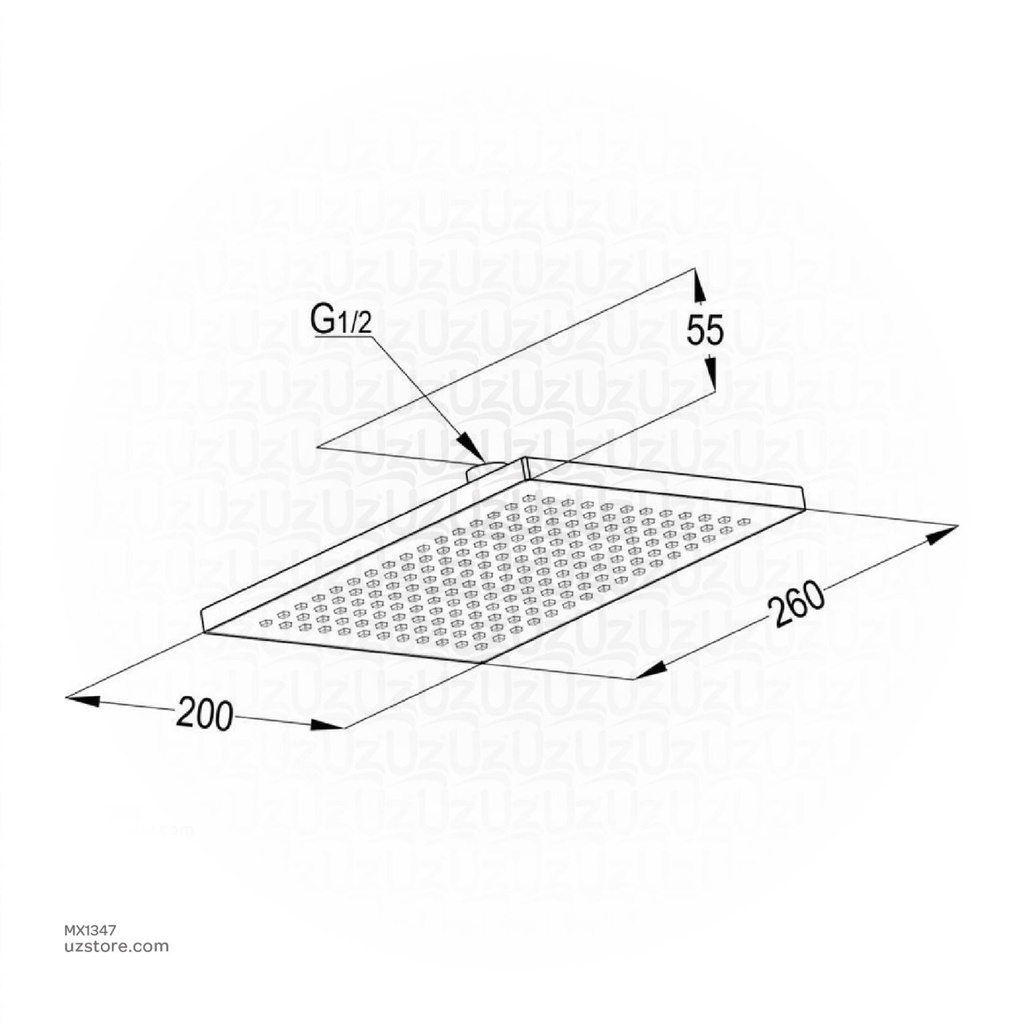 Rectangular Overhead Shower DN15 1/2" female thread (260*200) RAK22056