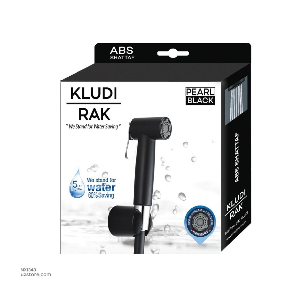 ABS BLACK SHATAFF WITH HOSE AND WALL HOLDER RAK32008 - KLUDI