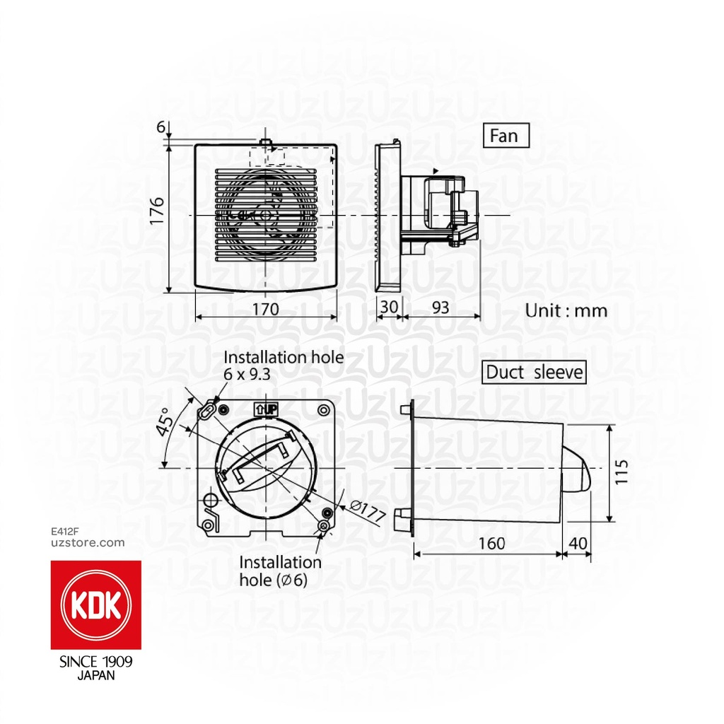 KDK WALL Mount VENTILATION FAN 15EGSA