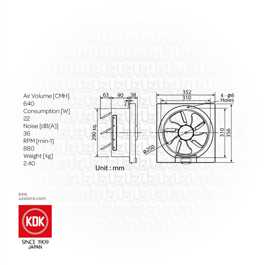 EX.FAN 10"KDK SQ 25 AUHT