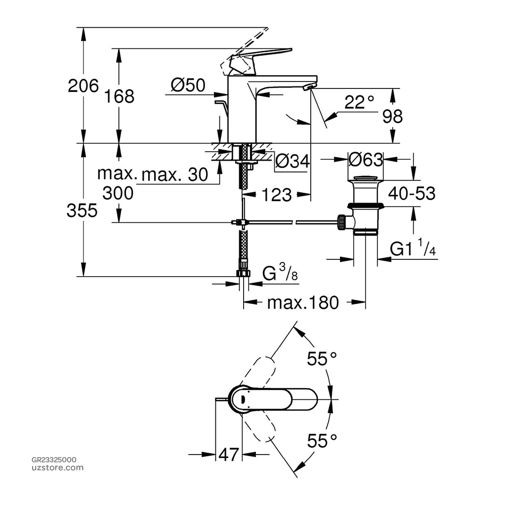 GROHE Eurosmart Cosmopolitan OHM basin M 23325000