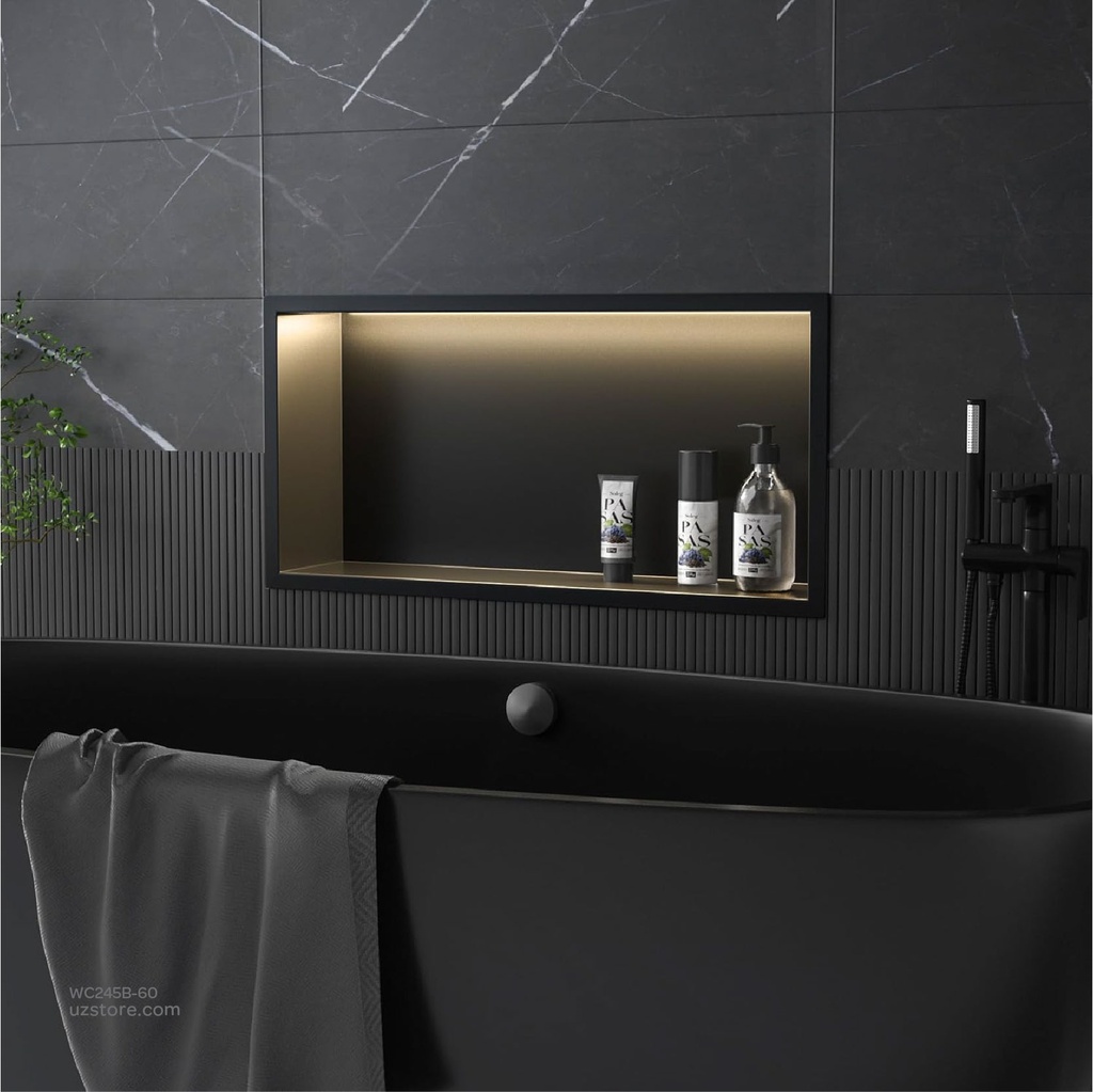 Matte Black Stainless steel Single Niche walls with light  , B1021B-LED