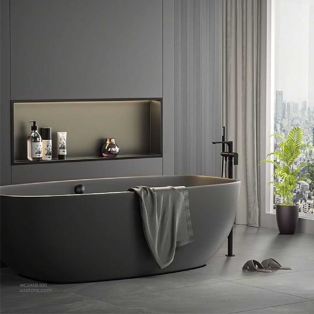 Matte Black Stainless steel Single Niche walls with light  , B10021B-LED