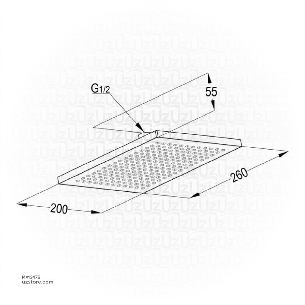 Rectangular Overhead Shower DN15 1/2" female thread (260*200) RAK22056