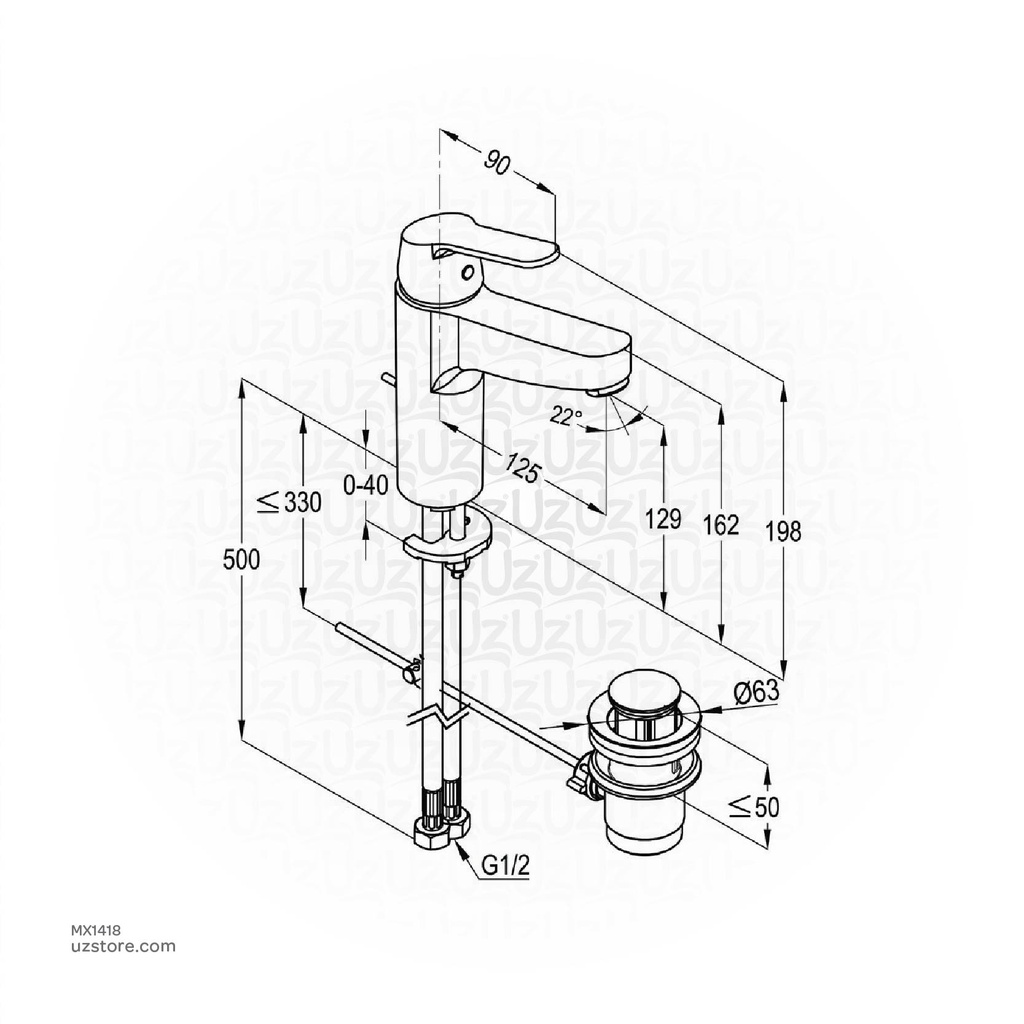 Kludi RAK PEAK 18060 Single Lever XL basin mixer