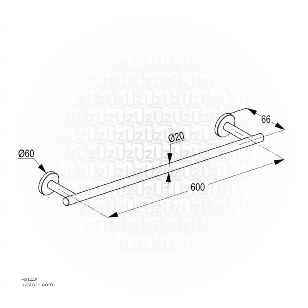 Kludi RAK Brass Single Towel Bar 600mm RAK 21001