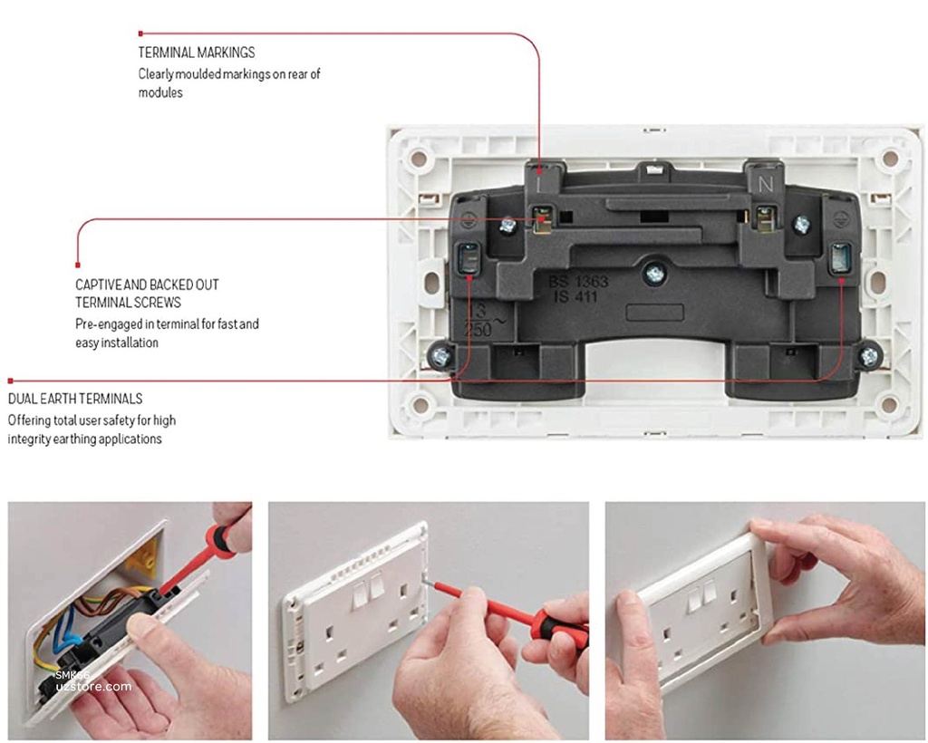 Switch soket Double 13*6*3 MK White