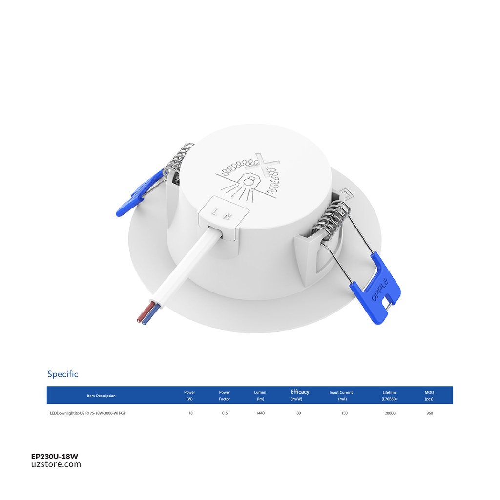 OPPLE LED Down Light  RC-US-R20018W , 3000K-WH-GP Warm White , 540001060710