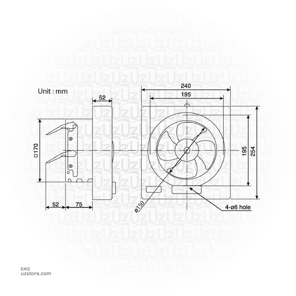 KDK EXAUST FAN 6" SQ 15 AAQ1