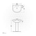 RAK-LIWA Wash Basin Full Pedestal 635x550 MM