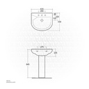 RAK-LIWA Wash Basin Full Pedestal 635x550 MM