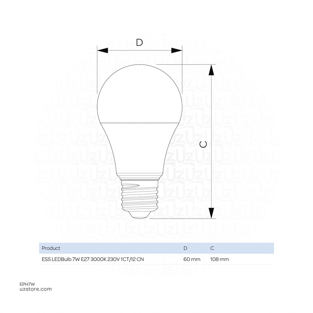 PHILIPS LED Lamp 7W Warm White E27