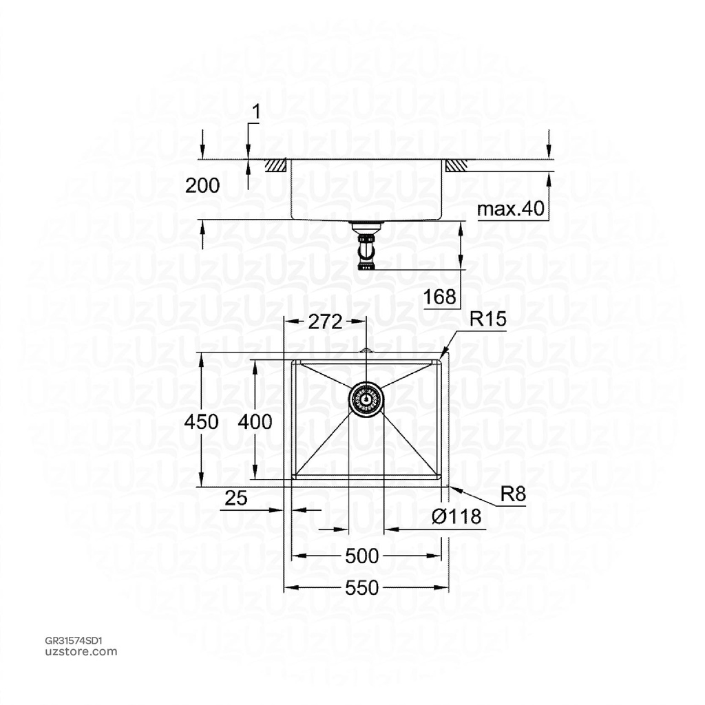 GROHE K700U Sink 60 -S 54,4/44,4 1.0 31574SD1