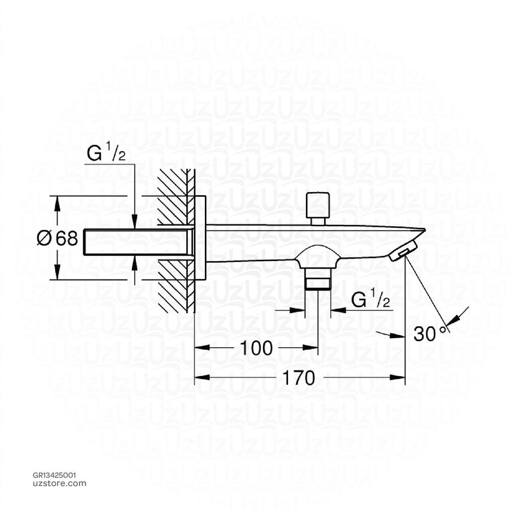 GROHE BauCosmopolitan bath spout +diverter exp 13425001