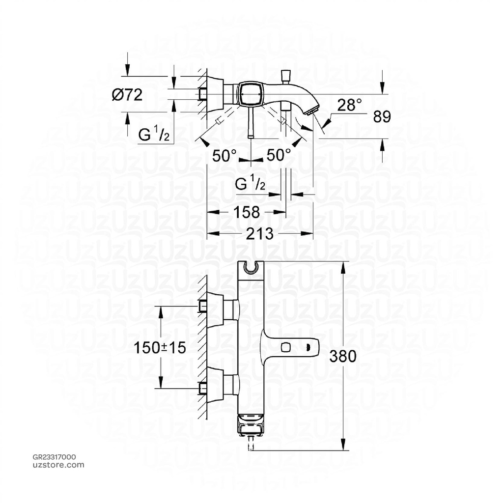 GROHE Grandera OHM bath exp 23317000