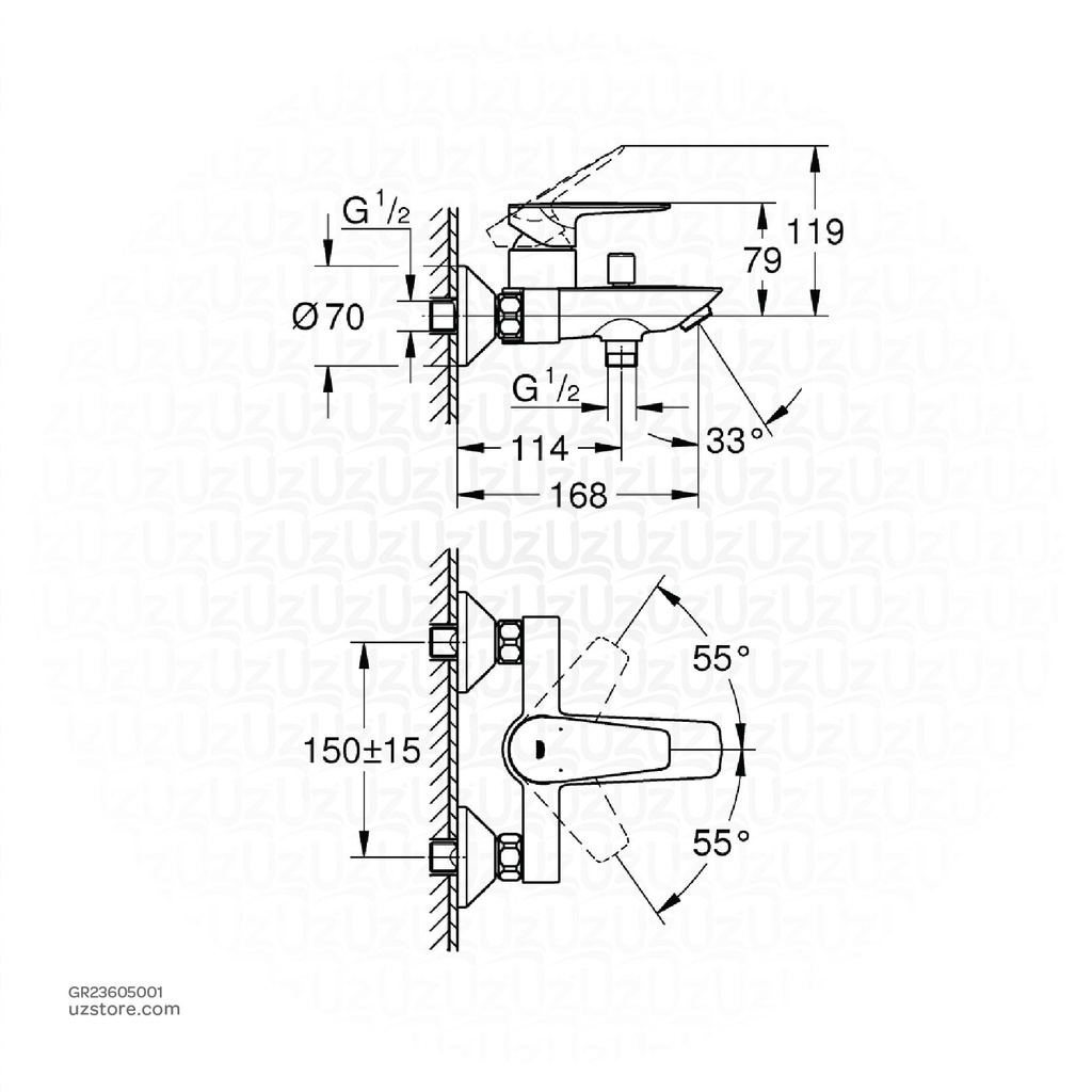 GROHE BauEdge OHM bath exp 23605001