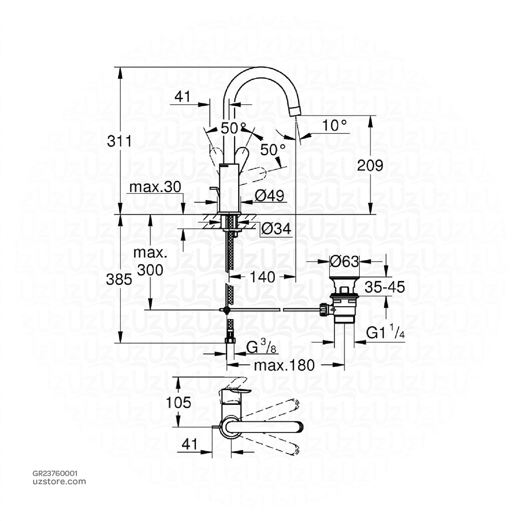 GROHE BauEdge OHM basin 5,7l L 23760001