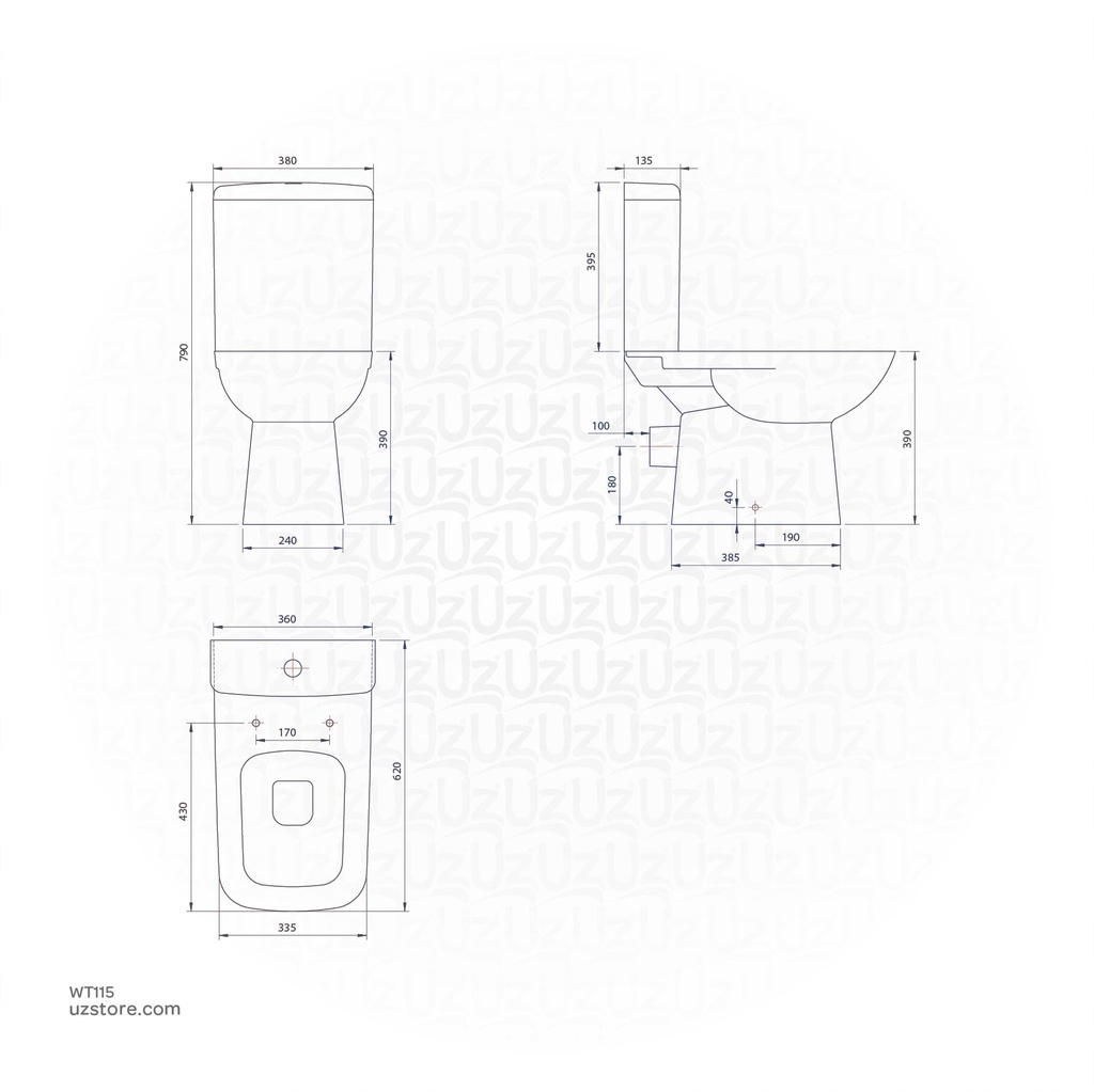 Turkuaz EWC DURU Back to wall + Cistern 028800-009800