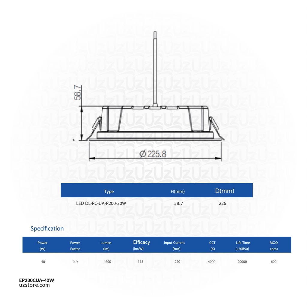 OPPLE LED Down light Rc-UA R200-40W , 4000K Natural White , 540001359100