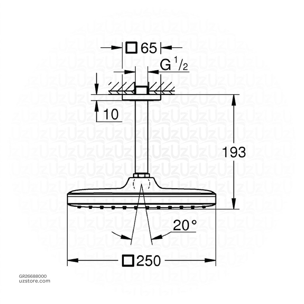 GROHE Tempesta Cube 250 headshower set 26688000