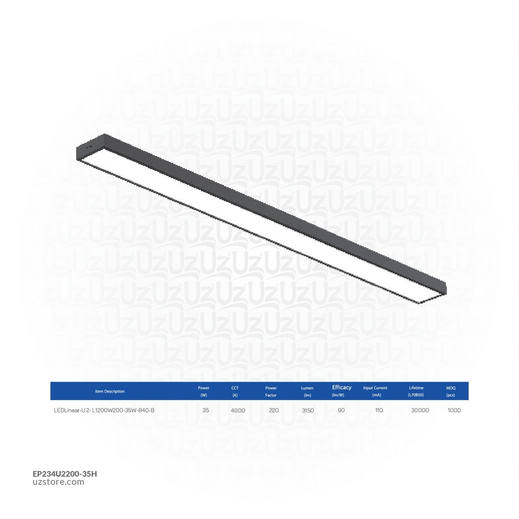 OPPLE LED Linear Light 35W U2-LBG0212003503 , 200*1200 , Black , 4000K Natural White , 529000027800