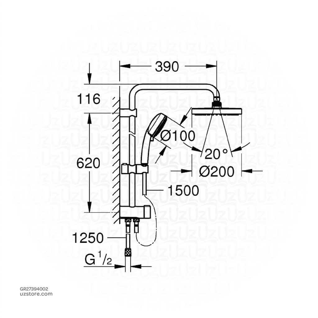 GROHE NTempCosmopolitan 200 shw syst. +div 27394002