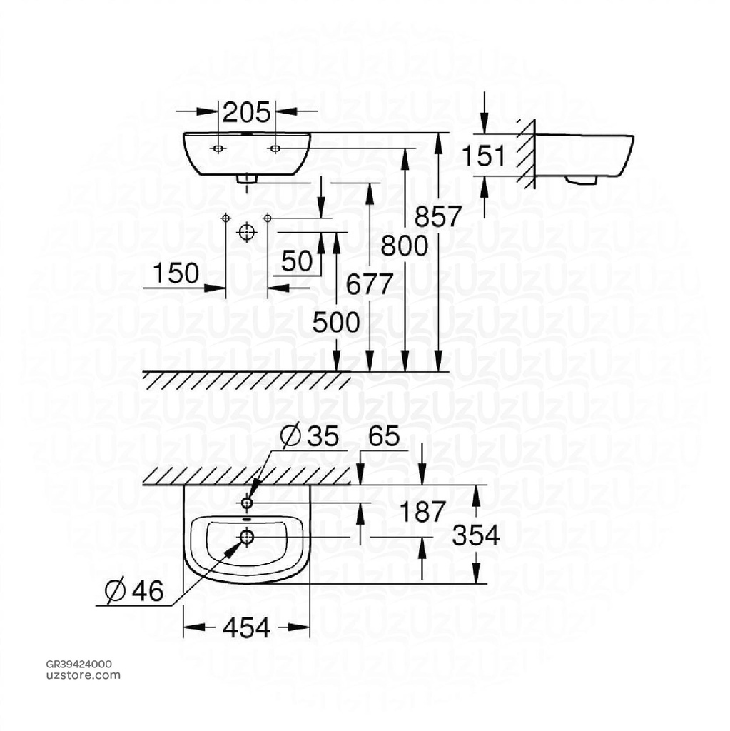 GROHE Bau Ceramic handrinse basin 45 39424000