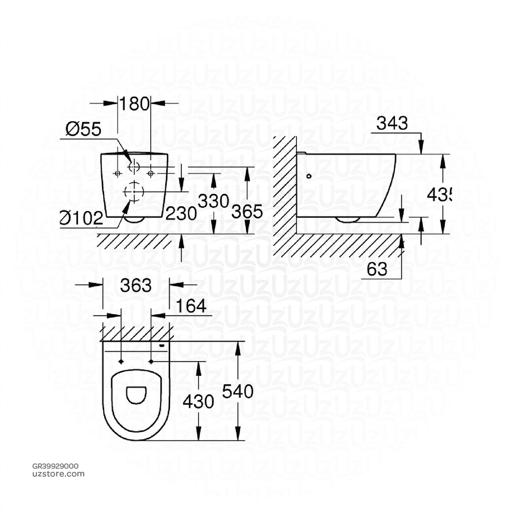 GROHE Bau Ceramic Wall hung WC 39929000