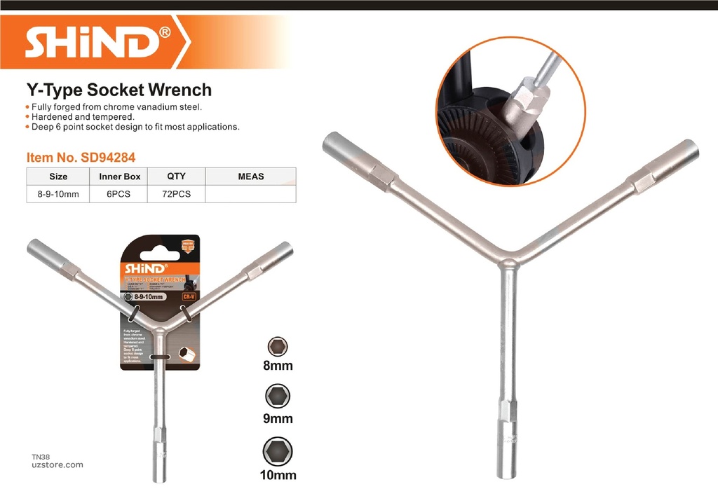 Shind - 8*9*10 large three-prong wrench 94284