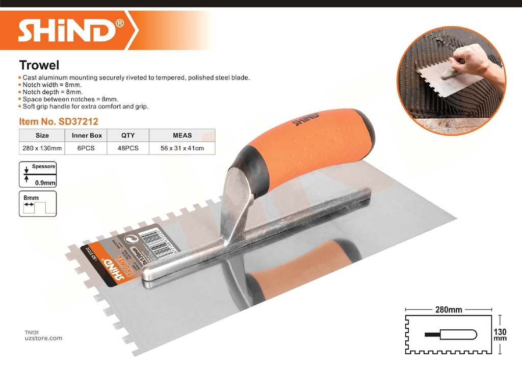 Shind - Rubber plastic handle trowel 37212