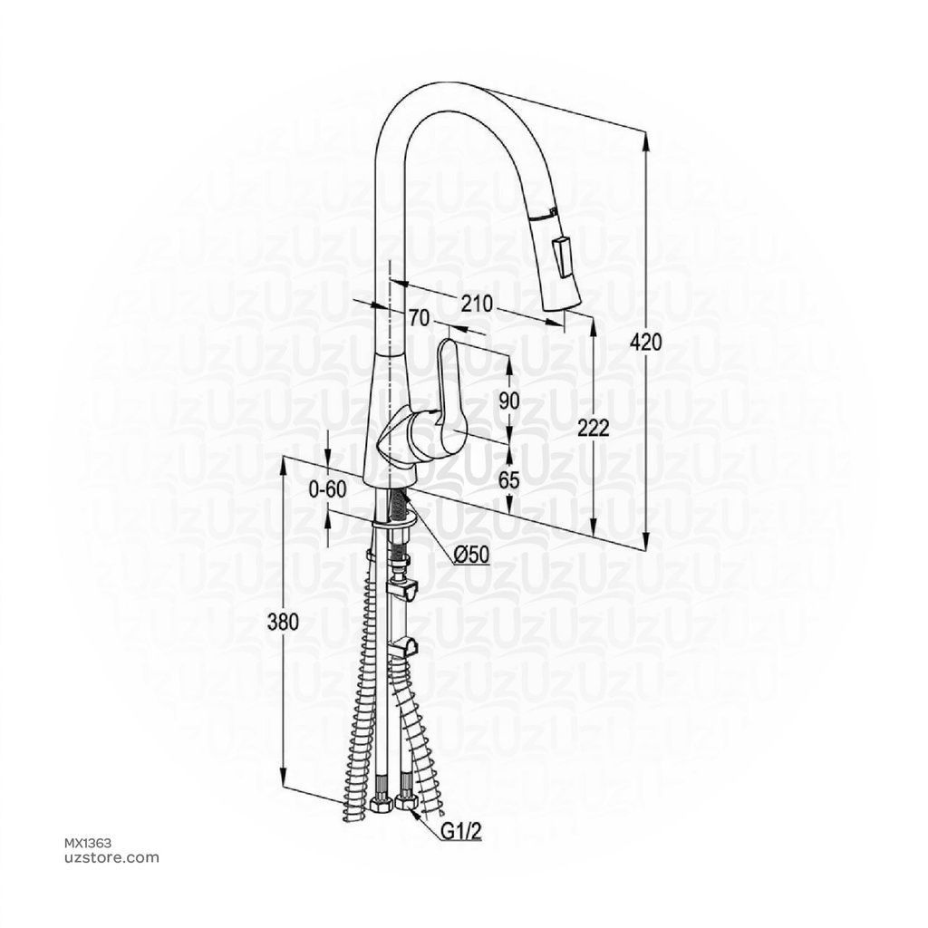 SINGLE LEVER SINK MIXER DN15 - PULL OUT RAK18072- 01