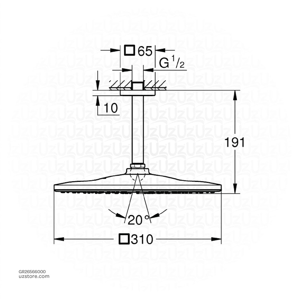 GROHE RSH 310 Mono Cube ceil. shwset 142mm 9,5 26566000