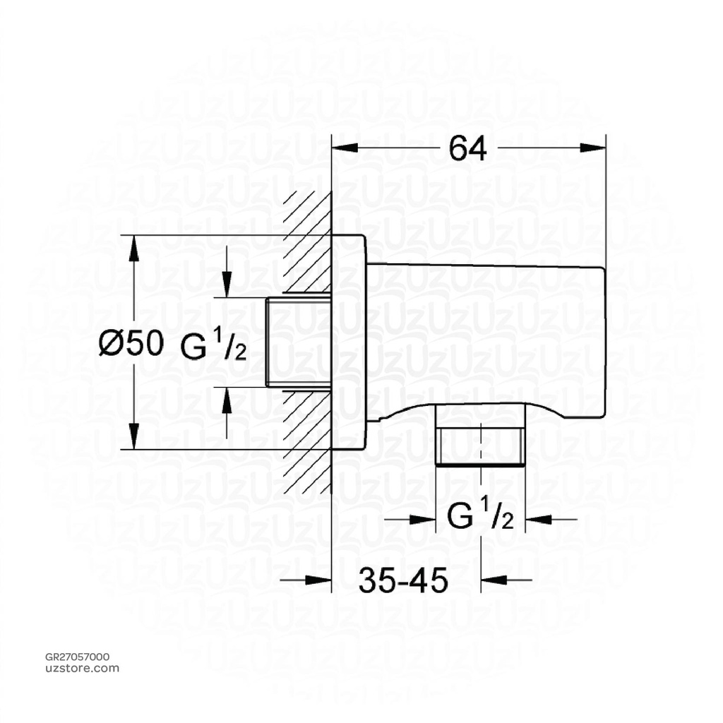 GROHE Rsh wall union 1/2", with round collar 27057000