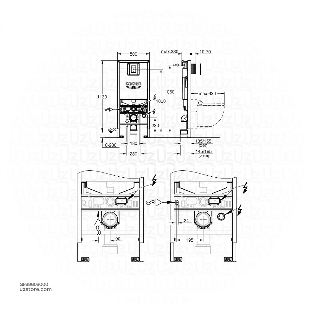 GROHE Rapid SLX WC 3-6 l 1,13m 39603000