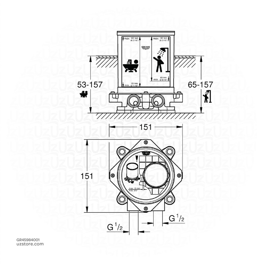 GROHE Installation set f. floor mtd bath spout 45984001