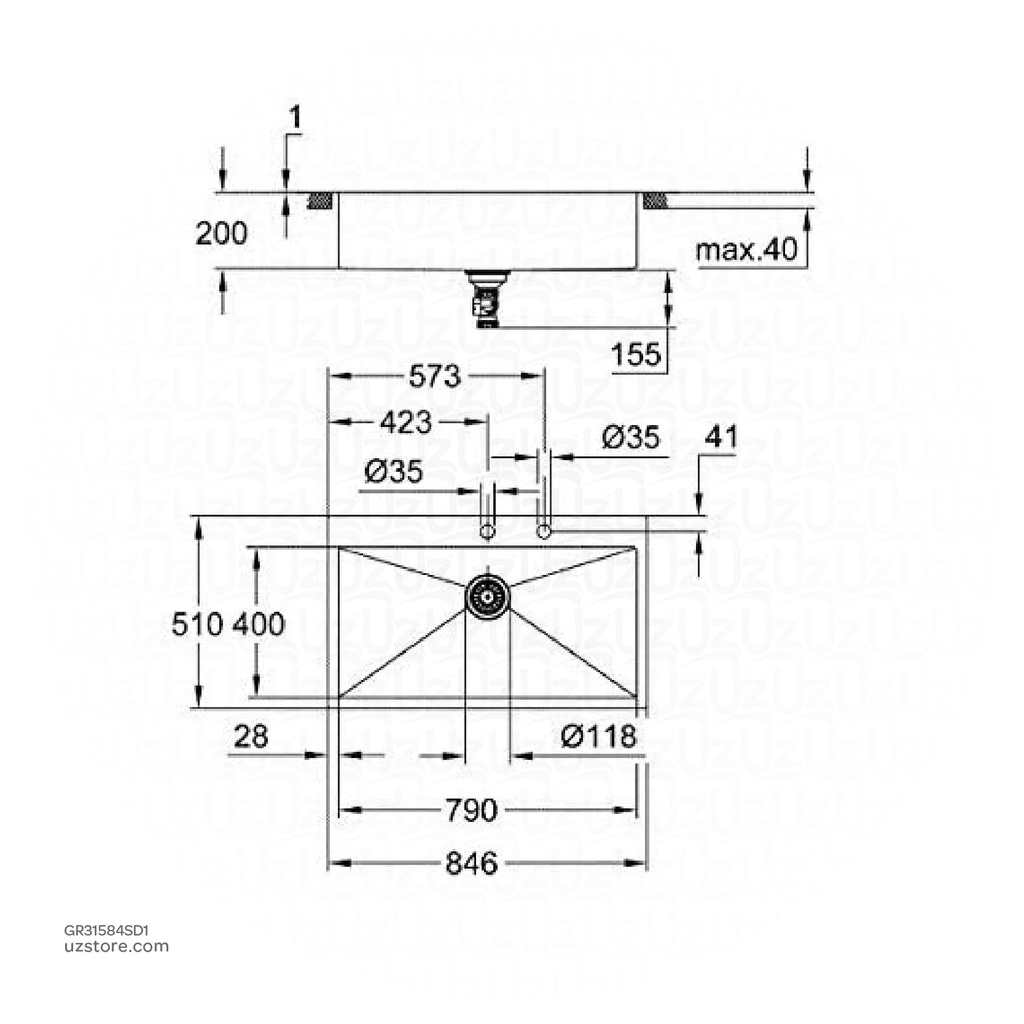 GROHE K800 Sink 90 -S 84,6/56 1.0 31584SD1