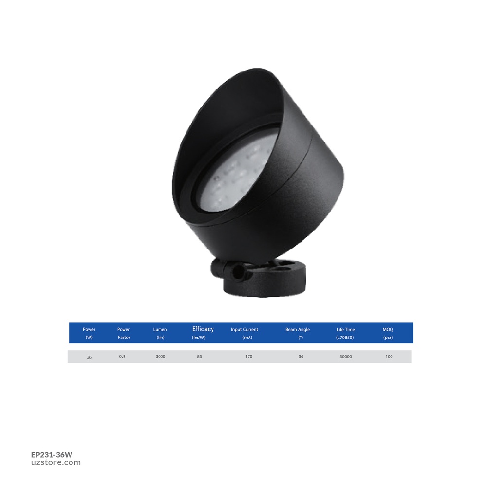 OPPLE LED Outdoor Spot LightE II 36W-3000K-36D-GY-GP , 3000K Warm White 