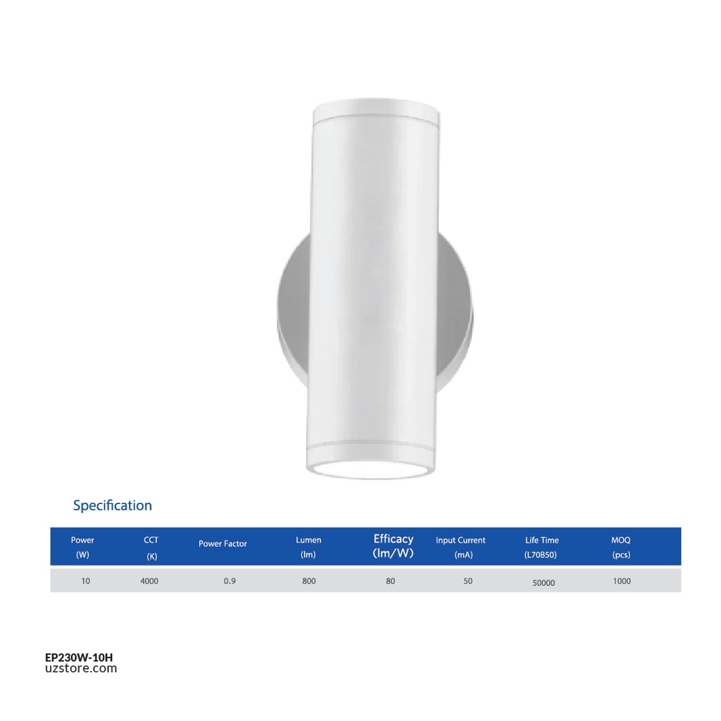 OPPLE LED Outdoor Wall Light 10W-4000K-15D-WH-GP , Natural White 715000002210