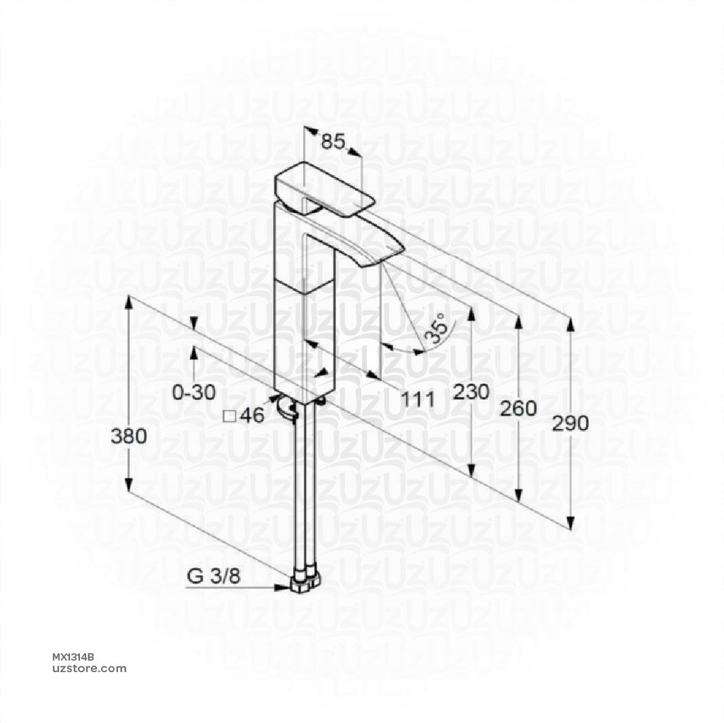 Single Lever Basin Mixer DN15 With Raised Base RAK14121-03.BK1 Black