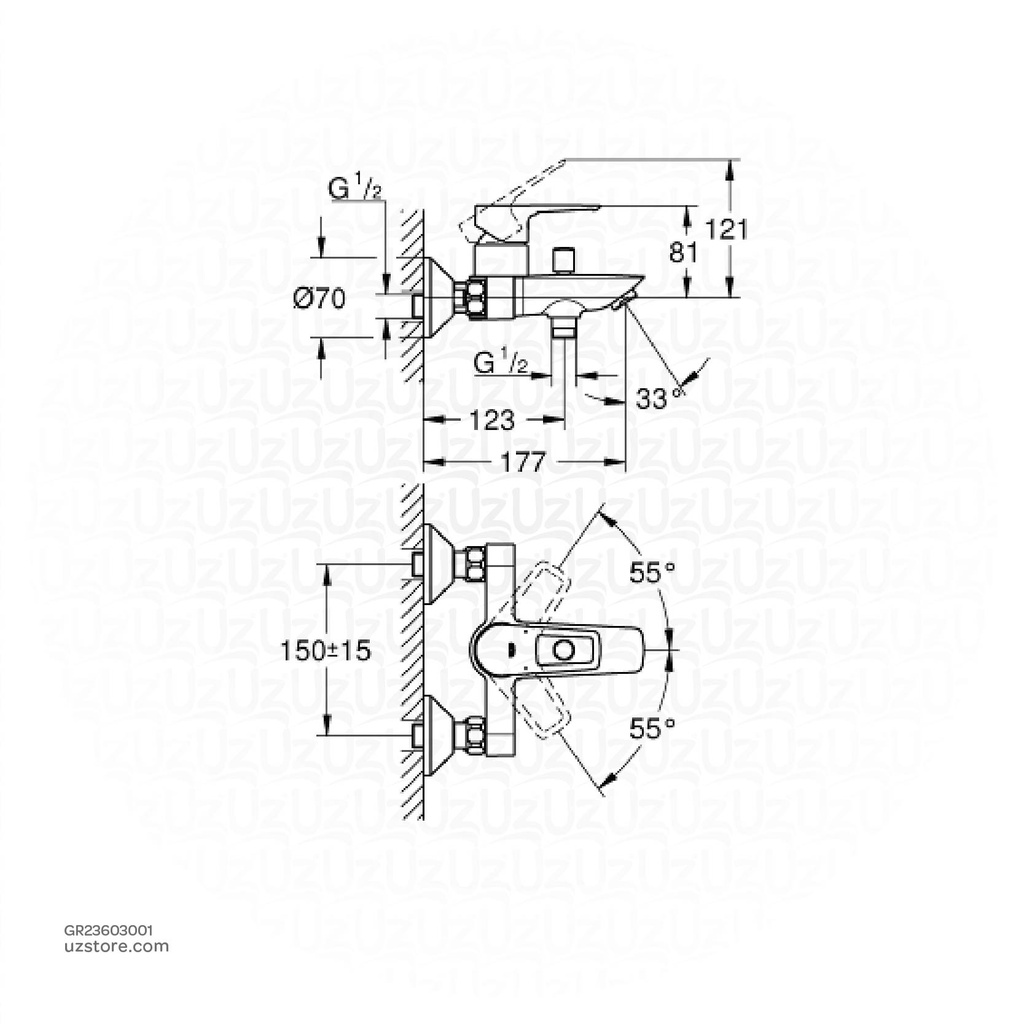 GROHE BauLoop OHM bath exp 23603001