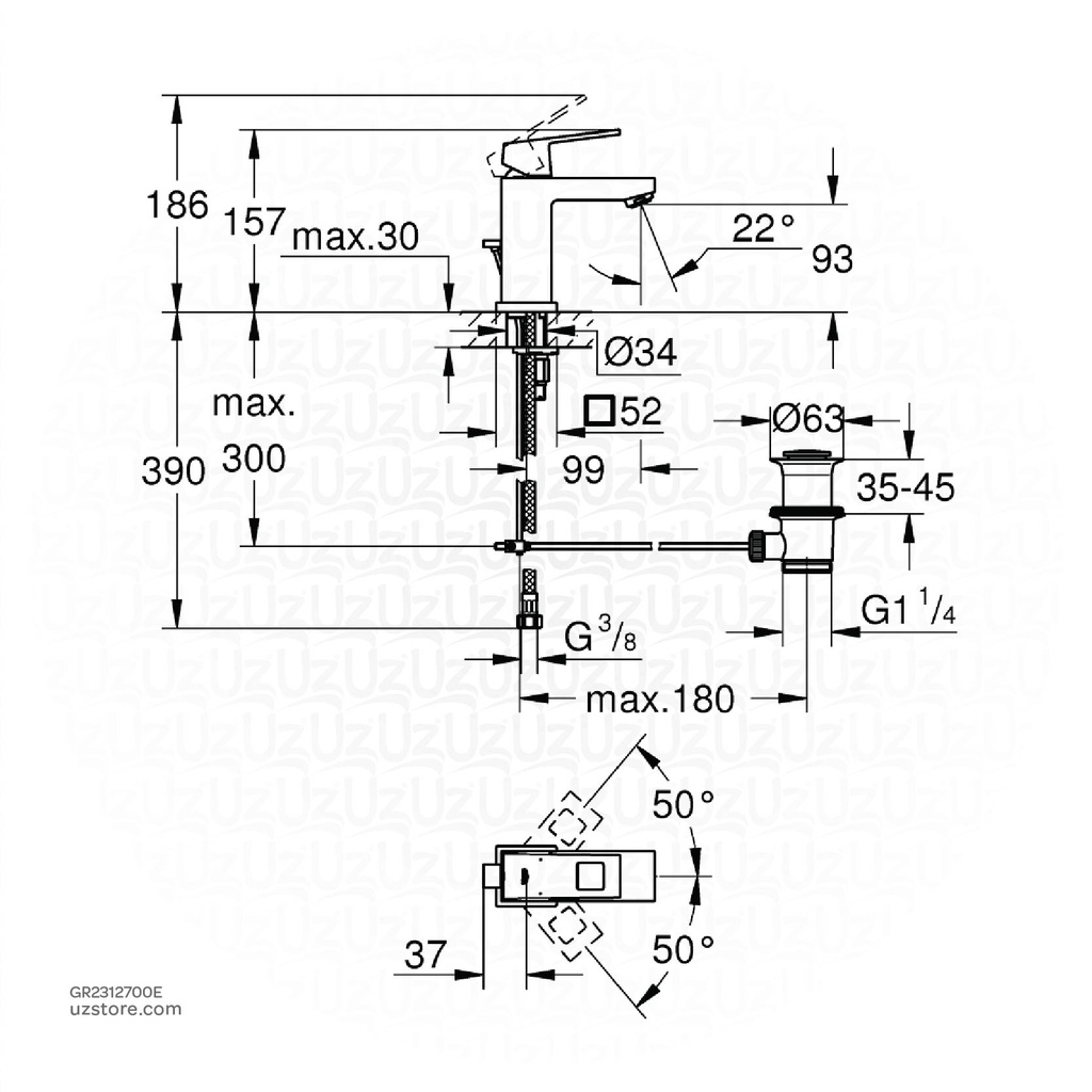 GROHE Eurocube OHM basin EcoJoy S 2312700E