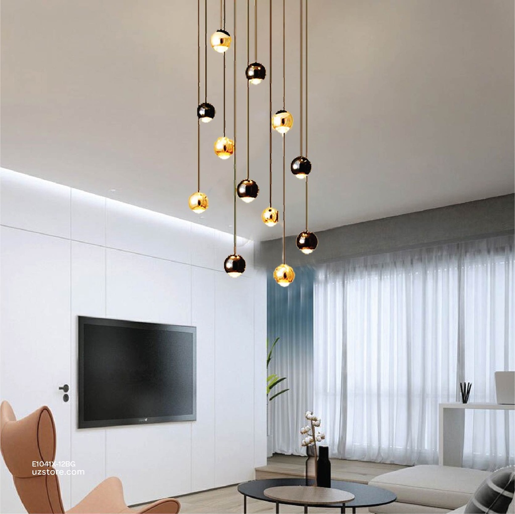 Chandelier 9775/12 BK+GD LED 3000K    D10CM D50 H150 96W