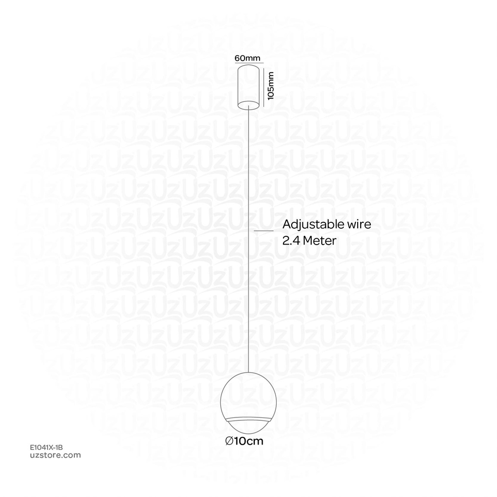 Chandelier 9775/1BK LED 3000K 2.4M D10CM 8W