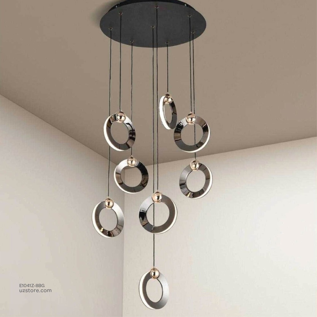 Chandelier 9700/8 BK+GD 3000K D50 H150 80W